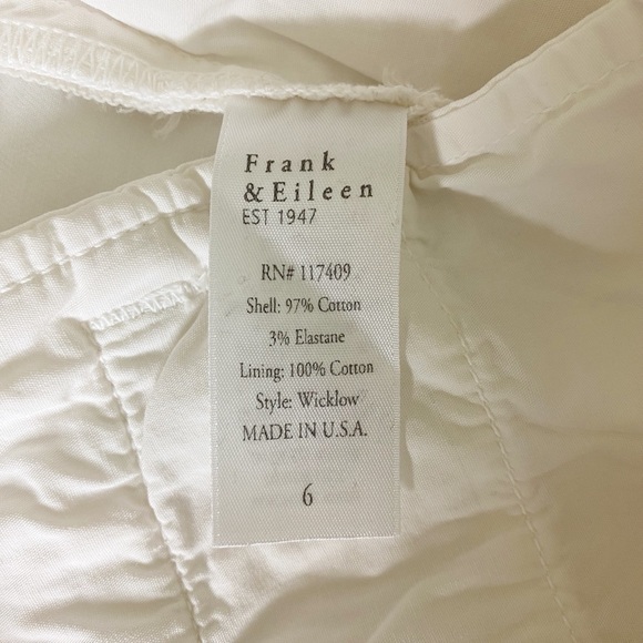 Frank & Eileen Wicklow Trouser Relaxed Fit Raw Hem Ankle Pants White Size 6 - Picture 10 of 11